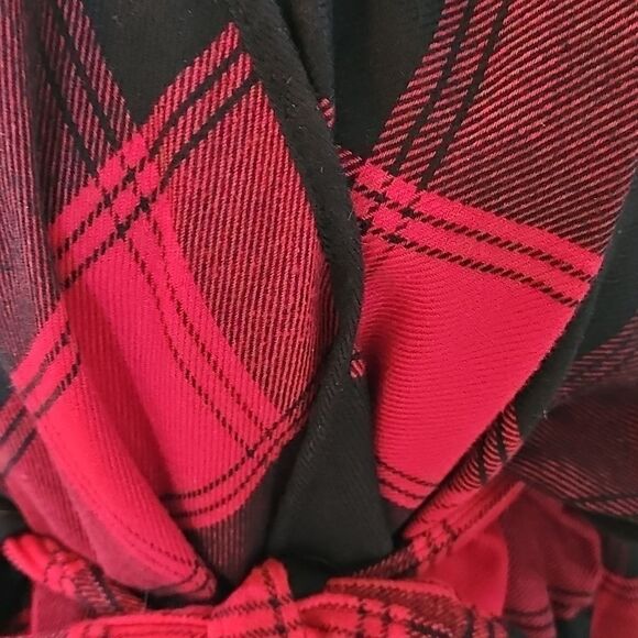 Plaid Red and Black Wrap Coat/poncho - Picture 3 of 4